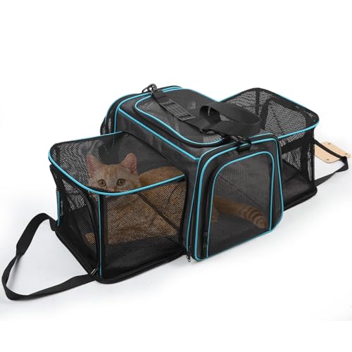 Weiche Seiten Faltbare Katze Hund Haustier Tragetasche Tragbare Katzentragetasche Transporttasche Reisetasche für Kleintiere mit Mesh Oberseite und Seiten, mit Schultergurt & Abnehmbarer Matte, von LONENESSL
