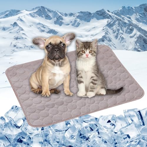 LONGCAO Kühlmatte Hund, Kuhlmatte 150 x 100 cm Grs Zertifiziert, Ungiftiges Festes Gel, Selbstkühlende Matte Kühlmatte Hund Kühldecke Hunde Katzen für Drinnen, Draußen Und Auto, Braun von LONGCAO