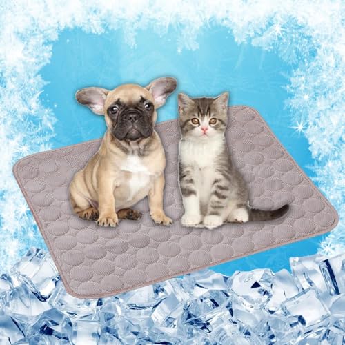 LONGCAO Kühlmatte Hund, Kuhlmatte 150 x 100 cm Schnelle Abkühlung Entlastung im Heißen Sommer für Haustiere Kühlmatte für Hunde - Hundekühlmatte für Drinnen, Draußen Und Auto, Braun von LONGCAO