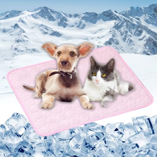 LONGCAO Kühlmatte Hund, Kuhlmatte 150 x 100 cm Selbstkühlend, Abwischbar, Robust, mit Gel Waschbare, Weiche Kühlmatte Katze Hund Kühldecke für Sofa, Kiste, Käfig, Nest, Auto, Rosa von LONGCAO