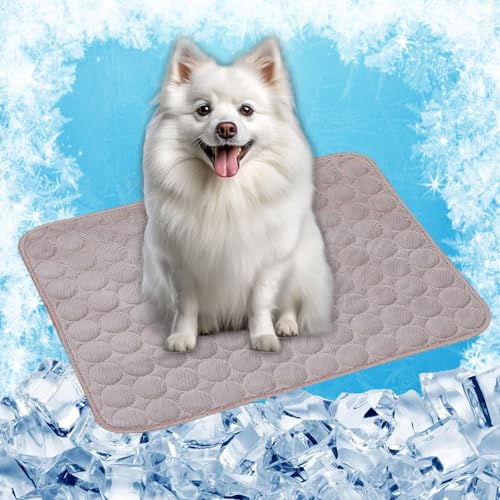 LONGCAO Kühlmatte für Den Sommer 40 x 30 cm Schnelle Abkühlung Entlastung im Heißen Sommer für Haustiere Kühlmatte Hund, Hund Kühlmittel Matte für Drinnen, Draußen Und Auto, Braun von LONGCAO