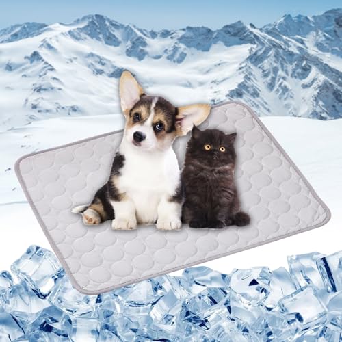 LONGCAO Kühlmatte für Den Sommer 40 x 30 cm Schnelle Abkühlung Entlastung im Heißen Sommer für Haustiere Kühlmatte Hund Kühldecke Hunde Katzen für Sofa, Kiste, Käfig, Nest, Auto, Grau von LONGCAO