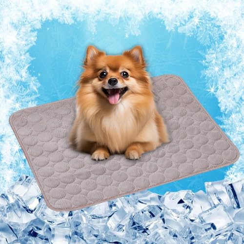 LONGCAO Kühlmatte für Hunde, Kühlmatte 70 x 55 cm Grs Zertifiziert, Ungiftiges Festes Gel, Selbstkühlende Matte Katze Hund Kühldecke für Drinnen, Draußen Und Auto, Braun von LONGCAO