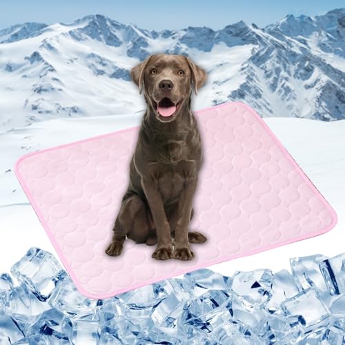 LONGCAO Kühlmatte für Hunde Katze 40 x 30 cm Schnelle Abkühlung Entlastung im Heißen Sommer für Haustiere Kühlmatte Katze Hund Kühldecke für Große Mittelgroße Haustiere, Rosa von LONGCAO