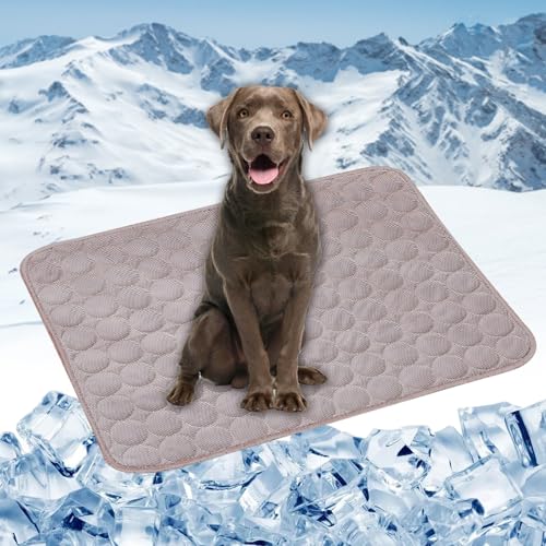 LONGCAO Kühlmatte für Hunde Katze 50 x 40 cm Schnelle Abkühlung Entlastung im Heißen Sommer für Haustiere Kühlmatte Katze Hund Kühldecke für Große Mittelgroße Haustiere, Braun von LONGCAO