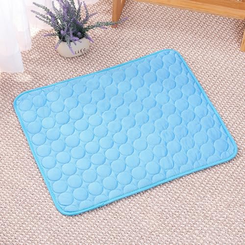 LONGCAO Kühlmatte für Hunde Katzen 150 x 100 cm Selbstkühlend, Abwischbar, Robust, mit Gel Waschbare, Weiche Kühlbett für Hunde, Kühlmatte Gel Hund für Große Mittelgroße Haustiere, Blau von LONGCAO