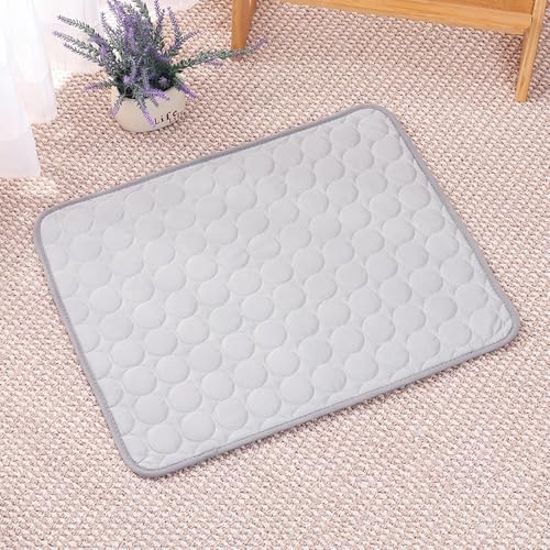 LONGCAO Kühlmatte für Hunde Katzen 50 x 40 cm Selbstkühlend, Abwischbar, Robust, mit Gel Waschbare, Weiche Kühlbett für Hunde, Kühlmatte Gel Hund für Große Mittelgroße Haustiere, Grau von LONGCAO