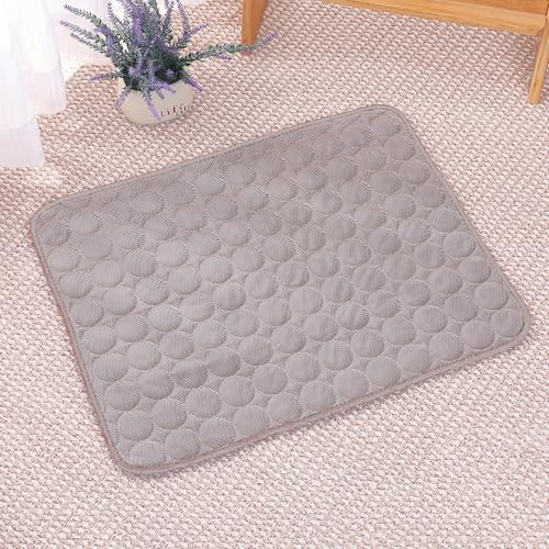 LONGCAO Kühlmatte für Hunde Katzen 70 x 55 cm Selbstkühlend, Abwischbar, Robust, mit Gel Waschbare, Weiche Kühlbett für Hunde, Kühlmatte Gel Hund für Große Mittelgroße Haustiere, Braun von LONGCAO