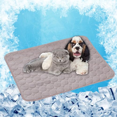 LONGCAO Kühlmatte für Hunde Und Katzen 150 x 100 cm Selbstkühlend, Abwischbar, Robust, mit Gel Waschbare, Weiche Kühlmatte für Hund, Kühldecke Hunde für Drinnen, Draußen Und Auto, Braun von LONGCAO