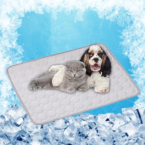 LONGCAO Kühlmatte für Hunde Und Katzen 150 x 100 cm Selbstkühlend, Abwischbar, Robust, mit Gel Waschbare, Weiche Kühlmatte für Hund, Kühldecke Hunde für Drinnen, Draußen Und Auto, Grau von LONGCAO