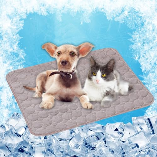 LONGCAO Kühlmatte für Hunde Und Katzen 150 x 100 cm rutschfeste Schlafbett Waschbar Atmungsaktiv 6 Größen Kühlmatte Hund Katze, Katzen für Große Mittelgroße Haustiere, Braun von LONGCAO