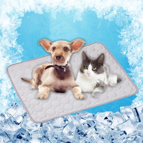 LONGCAO Kühlmatte für Hunde Und Katzen 150 x 100 cm rutschfeste Schlafbett Waschbar Atmungsaktiv 6 Größen Kühlmatte Hund Katze, Katzen für Große Mittelgroße Haustiere, Grau von LONGCAO