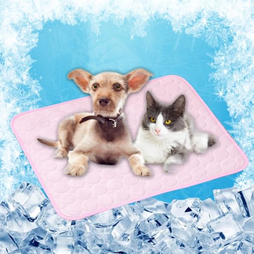 LONGCAO Kühlmatte für Hunde Und Katzen 150 x 100 cm rutschfeste Schlafbett Waschbar Atmungsaktiv 6 Größen Kühlmatte Hund Katze, Katzen für Große Mittelgroße Haustiere, Rosa von LONGCAO