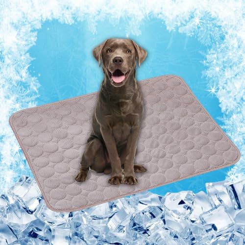 LONGCAO Kühlmatte für Hunde & Katzen 150 x 100 cm rutschfeste Schlafbett Waschbar Atmungsaktiv 6 Größen Kühlmatte für Hunde - Hundekühlmatte für Drinnen, Draußen Und Auto, Braun von LONGCAO
