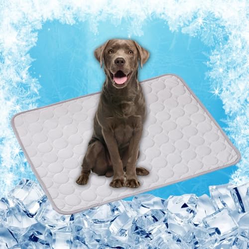 LONGCAO Kühlmatte für Hunde & Katzen 150 x 100 cm rutschfeste Schlafbett Waschbar Atmungsaktiv 6 Größen Kühlmatte für Hunde - Hundekühlmatte für Drinnen, Draußen Und Auto, Grau von LONGCAO