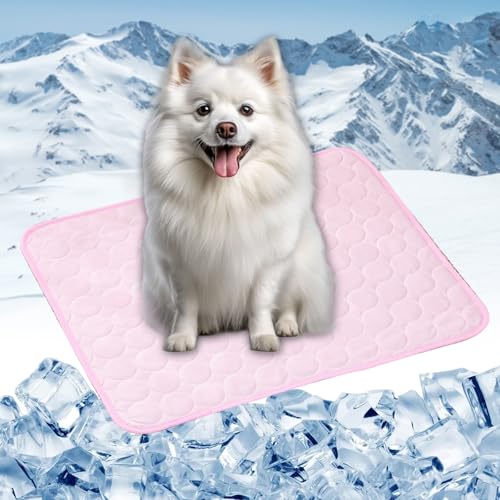 LONGCAO Premium Kühlmatte für Hunde 100 x 75 cm Selbstkühlend, Abwischbar, Robust, mit Gel Waschbare, Weiche Kühlmatte für Hund Kühlkissen Haustier für Drinnen, Draußen Und Auto, Rosa von LONGCAO