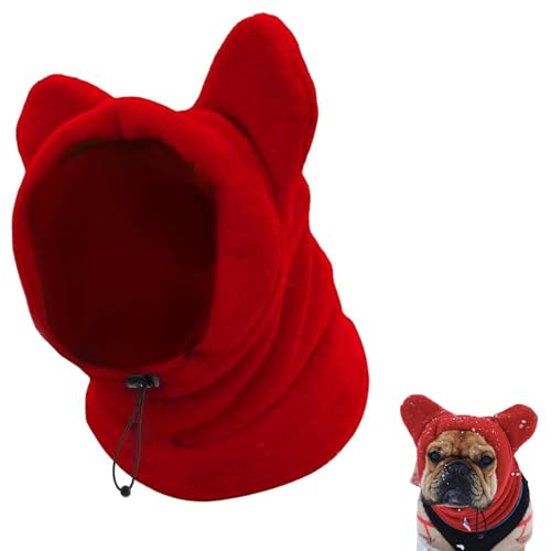 Hund WintermüTze,HundemüTze Winter,Haustier Pompon StrickmüTzebaumwollstrickmüTze FüR Haustiere, Freie GrößE, SüßE StrickmüTze Mit Ohren FüR Kleine Hunde, GroßE Hunde Und Katzen (Rot 2) von LONGHAO