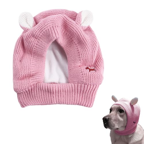 Hund WintermüTze,HundemüTze Winter,Haustier Pompon StrickmüTzebaumwollstrickmüTze FüR Haustiere, Freie GrößE, SüßE StrickmüTze Mit Ohren FüR Kleine Hunde, GroßE Hunde Und Katzen (rosa) von LONGHAO