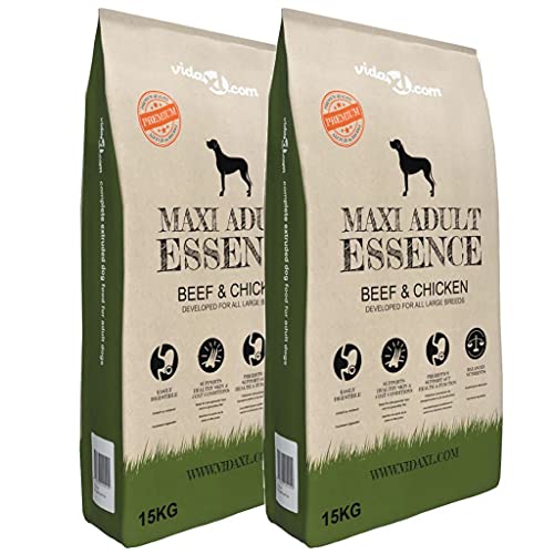 LONGMHKO Hundebedarf Premium-Trockenhundefutter Maxi Adult Essence Beef & Chicken 2 x 15 Kg Geeignet für Hunde Aller großen Rassen im Alter ab 1 Jahr von LONGMHKO