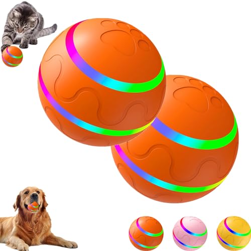 LONGSAO Jiggle Ball for Dogs, Jiggle Ball Dog Toy, Interactive Dog Toy Ball, Self Rolling Ball Dog Toy for Outdoor Cats Dogs. (Orange*2) von LONGSAO