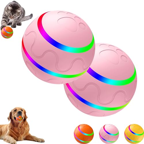 LONGSAO Jiggle Ball for Dogs, Jiggle Ball Dog Toy, Interactive Dog Toy Ball, Self Rolling Ball Dog Toy for Outdoor Cats Dogs. (Pink*2) von LONGSAO
