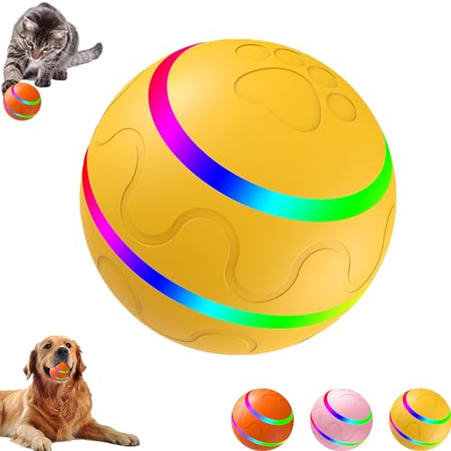 LONGSAO Jiggle Ball for Dogs, Jiggle Ball Dog Toy, Interactive Dog Toy Ball, Self Rolling Ball Dog Toy for Outdoor Cats Dogs. (Yellow) von LONGSAO