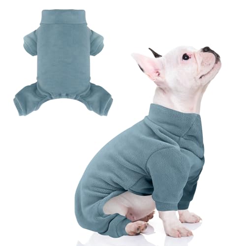 Fleece-Hunde-Pyjama, Rollkragen-Thermo-Schlafanzug, Haustier-Outfit, warmer Einteiler, weiche Welpenkleidung für kleine Hunde und Katzen, Blau, Größe XXL Fleece-Hunde-Pyjama, Rollkragen-Thermo-Schlafanzug, Haustier-Outfit, warmer Einteiler, weiche Welpenkleidung für kleine Hunde und Katzen, Blau, Größe XXL von LONTEPET