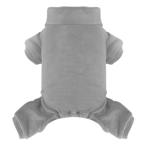 Fleece-Hunde-Pyjama, Rollkragen-Thermo-Schlafanzug, Haustier-Outfit, warmer Einteiler, weiche Welpenkleidung für kleine Hunde und Katzen, Grau, Größe XS Fleece-Hunde-Pyjama, Rollkragen-Thermo-Schlafanzug, Haustier-Outfit, warmer Einteiler, weiche Welpenkleidung für kleine Hunde und Katzen, Grau, Größe XS von LONTEPET