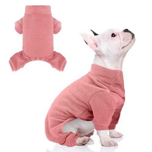 Fleece-Hunde-Pyjama, Rollkragen-Thermo-Schlafanzug, Haustier-Outfit, warmer Einteiler, weiche Welpenkleidung für kleine Hunde und Katzen, Rosarot, Größe XXL Fleece-Hunde-Pyjama, Rollkragen-Thermo-Schlafanzug, Haustier-Outfit, warmer Einteiler, weiche Welpenkleidung für kleine Hunde und Katzen, Rosarot, Größe XXL von LONTEPET