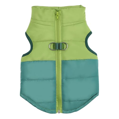 LONTEPET Winter-Hundemantel mit Ring für die Leine, warme Jacken, Welpen, kaltes Wetter, Haustierkleidung, Katzen-Outfits für kleine Hunde, Grün + Dunkelgrün, Größe S von LONTEPET