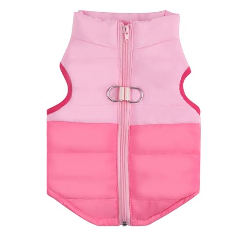LONTEPET Winter-Hundemantel mit Ring für die Leine, warme Jacken, Welpen, kaltes Wetter, Haustierkleidung, Katzen-Outfits für kleine Hunde, Rosa + Rosered, Größe XS von LONTEPET