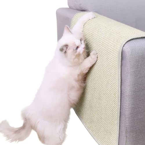 Kratzmatte Katze Kratzbrett Sisal Katzenteppich rutschfest Katzenkratzmatte mit Klettverschluss Kratzfest Sisalmatte Möbelschutz Katzenkratzbrett Kratzschutz Sisalteppich für Tür Sofa Couch Bettfuß von LONTG