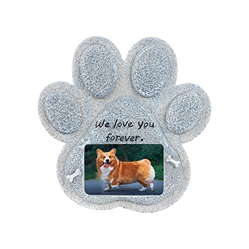 LONTG Haustier Gedenkstein Personalisiertes Grabstein mit individuellem Fotodruck Harz Tiergrabstein Hund Katze Gedenktafel Pfotenform Grabplatte Haustier Denkmal Grabschmuck für Garten Hof Friedhof von LONTG