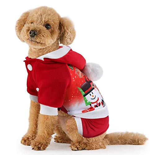 LONTG Weihnachten Haustierkleidung Hund Welpen Wintermantel mit Kaputze Weihnachtsmotiv Hundemantel Hundejacke Kleiner Hund Katze Weihnachtskostüm Weiche Warme Winterjacke Haustier Anzug Bekleidung von LONTG