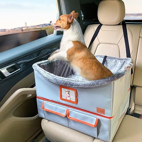 LOOBANI Hunde-Sitzerhöhung, sicherer Hundesitz für kleine und mittelgroße Hunde bis zu 11.3 kg, größerer platzsparender Hundesitz für Auto, um aus dem Fenster zu sehen, passend für SUV/LKW von LOOBANI