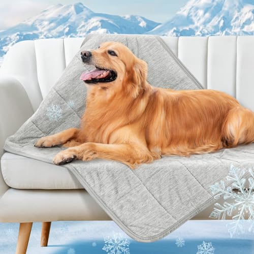 LOOBANI Kühldecke für große Hunde, waschbare und leichte Hunde-Kühlmatte, 0,4 >Q-Max Hundedecke, geeignet für Bettdecke, Couch, Sofa, Schutz von Möbeln, 104 x 157 cm, Grau von LOOBANI