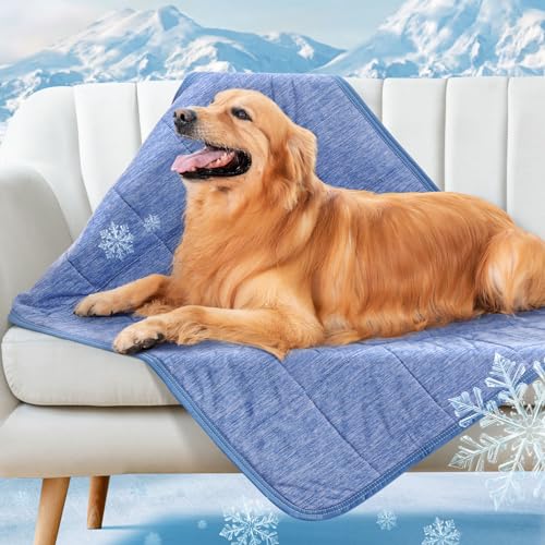 LOOBANI Q-Max Hunde-Kühldecke für große Hunde, waschbare und leichte Hundedecke, geeignet für Bettdecke, Couch, Sofa, Schutz von Möbeln, 74 x 101 cm, Blau (Blau, Größe L (104 x 157 cm) von LOOBANI