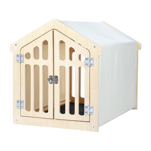 LOOBMBNS Hundekäfig-Möbel für mittelgroße Hunde, 76,2 cm L x 53,3 cm B x 61 cm H, Holz-Hundehütte für kleine Hunde, Hundehütte für den Innenbereich mit Filzkissen, abschließbare Tür, einfache Montage, LOOBMBNS Hundekäfig-Möbel für mittelgroße Hunde, 76,2 cm L x 53,3 cm B x 61 cm H, Holz-Hundehütte für kleine Hunde, Hundehütte für den Innenbereich mit Filzkissen, abschließbare Tür, einfache Montage, von LOOBMBNS
