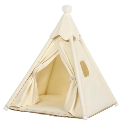 LOOBMBNS Pet Tipi Zelthaus für kleine Hunde, 50,8 x 50,8 x 50,8 cm, Hundehaus für kleine Hunde wie Französische Bulldoggen, großes Katzenhaus wie Ragdolls, mit Mattenfenster, stabiler, drinnen LOOBMBNS Pet Tipi Zelthaus für kleine Hunde, 50,8 x 50,8 x 50,8 cm, Hundehaus für kleine Hunde wie Französische Bulldoggen, großes Katzenhaus wie Ragdolls, mit Mattenfenster, stabiler, drinnen von LOOBMBNS