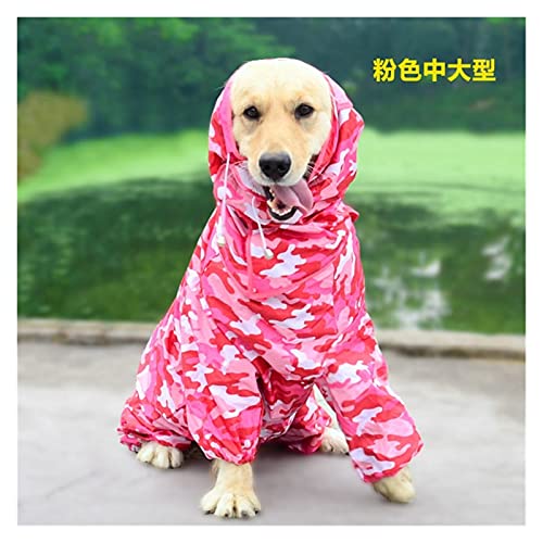 Große Hunde Regenmantel Kleidung wasserdichte Regen Overall for große mittelgroße kleine Hunde Outdoor Haustierkleidung Mantel Pet Supplies (Color : Pink, Size : 26) von LOOEST