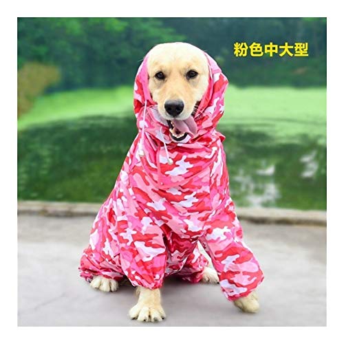 Großer Hunderegenmantel wasserdichter Kleidung Regen Overall for Big Medium Small Dogs Golden Retriever Außenhundekleidung Mantels Pet Supplies (Color : Pink, Size : 18) von LOOEST