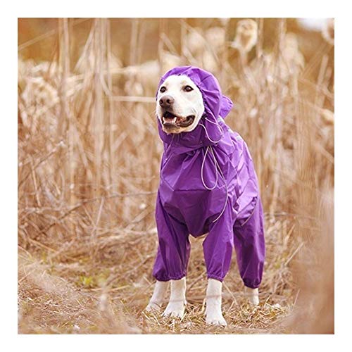 Haustier Hund Raincoat Reflective wasserdichte Kleidung Hoher Kragen mit Kapuze Overall for kleine Große Hunde Regen Mantel Pet Supplies (Color : Purple, Size : 16) von LOOEST