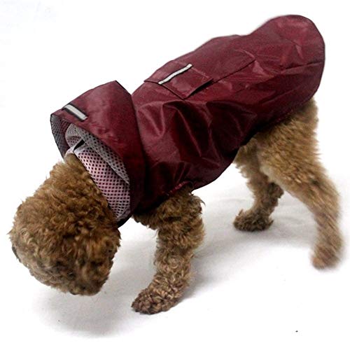 Haustier Hund Raincoat Reflektierende wasserdichte Kleidung mit Kapuze Overall for kleine Große Hunde Regen Mantel Pet Supplies (Color : Wine red, Size : 6XL) von LOOEST