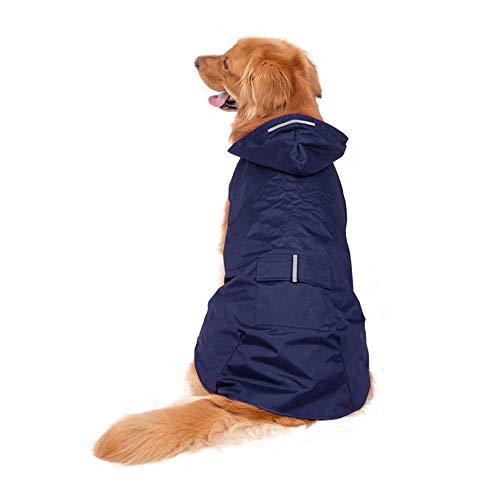 Haustier Hund Raincoat Wasserdicht große Hunde-Kleidung Außenmantel Regen Jacke Reflective Golden Retriever Big Poncho Pet Supplies (Color : Blue, Size : 6XL) von LOOEST