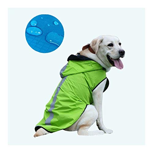 Haustier-Hunderegenmantel wasserdichte Kapuzenjacke Big Dog Raincoat Reflektierende Streifen Raincoat for Hunde wasserdichte Haustier-Kleidung Pet Supplies (Color : Green, Size : XL) von LOOEST