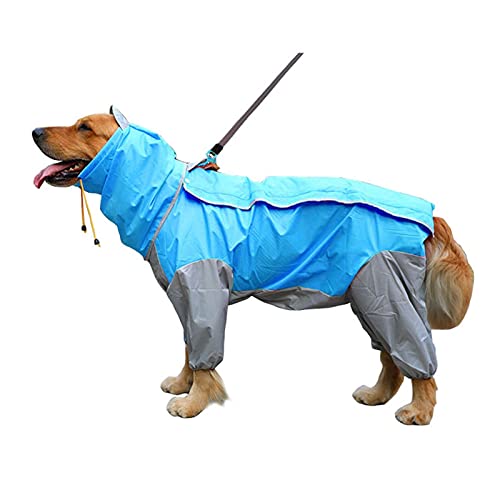 Haustier Kleiner großer Hund Regenmantel wasserdichte Kleidung für Jumpsuit Regenmantel mit Kapuze mit Kapuze von Jumpsuit, Cloak Labrador Golden Retriever Pet Supplies (Color : Blue, Size : 24) von LOOEST