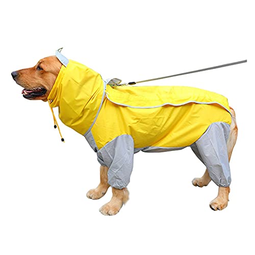 Haustier Kleiner großer Hund Regenmantel wasserdichte Kleidung für Jumpsuit Regenmantel mit Kapuze mit Kapuze von Jumpsuit, Cloak Labrador Golden Retriever Pet Supplies (Color : Yellow, Size : 22) von LOOEST
