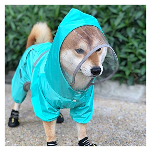 Hund Regenmantel wasserdichte Kleidung Hund Regenjacke Overall Französische Bulldogge Kleidung Walisisch Corgi Hund Kostüm Shiba Inu Haustier Outfit Pet Supplies (Color : Blue, Size : L.) von LOOEST