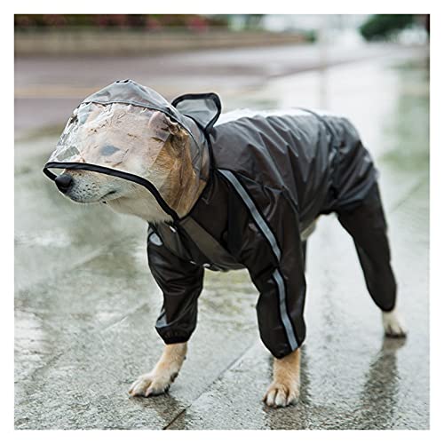 Pet Raincoat Welpe Vier Füße Kapuze Transparente wasserdichte Teddy Große Hund Rain Out Kleidung für Tiere Pet Supplies (Color : Black, Size : 2XL.) von LOOEST