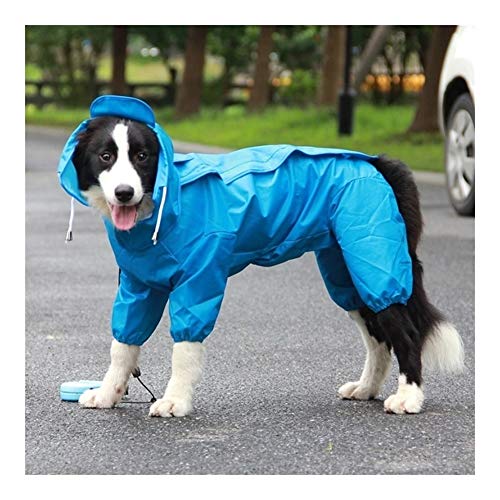 Pet großer Hunderegenmantel im Freien wasserdichte Kleidung mit Kapuze Overall-Mantel for kleine Große Hunde-Regen-Mantel Pet Supplies (Color : Blue, Size : 22) von LOOEST
